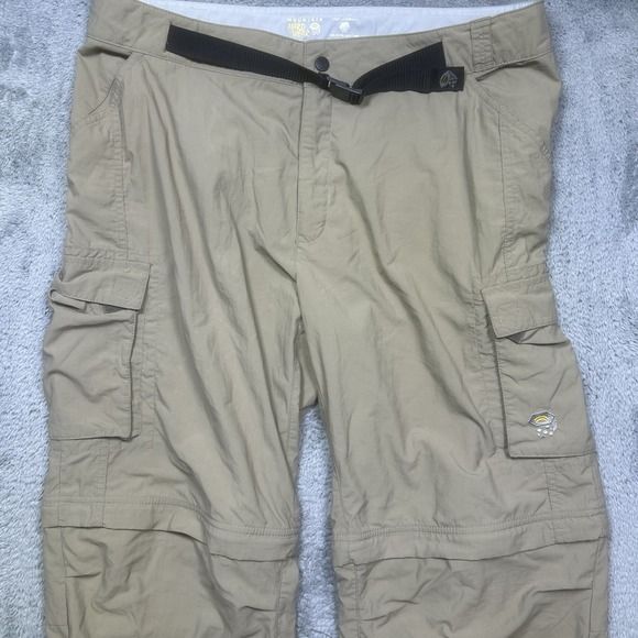Mountain Hardwear Convertible Pants Mens XL LONG Beige Belted Nylon Outdoor Hike - Picture 3 of 16